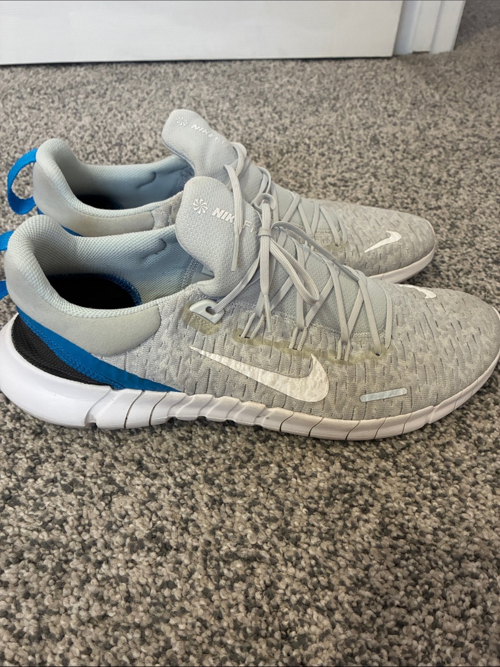 Nike Gray Free Runs with Blue and Black Accents. Size 12. - Picture 3 of 5